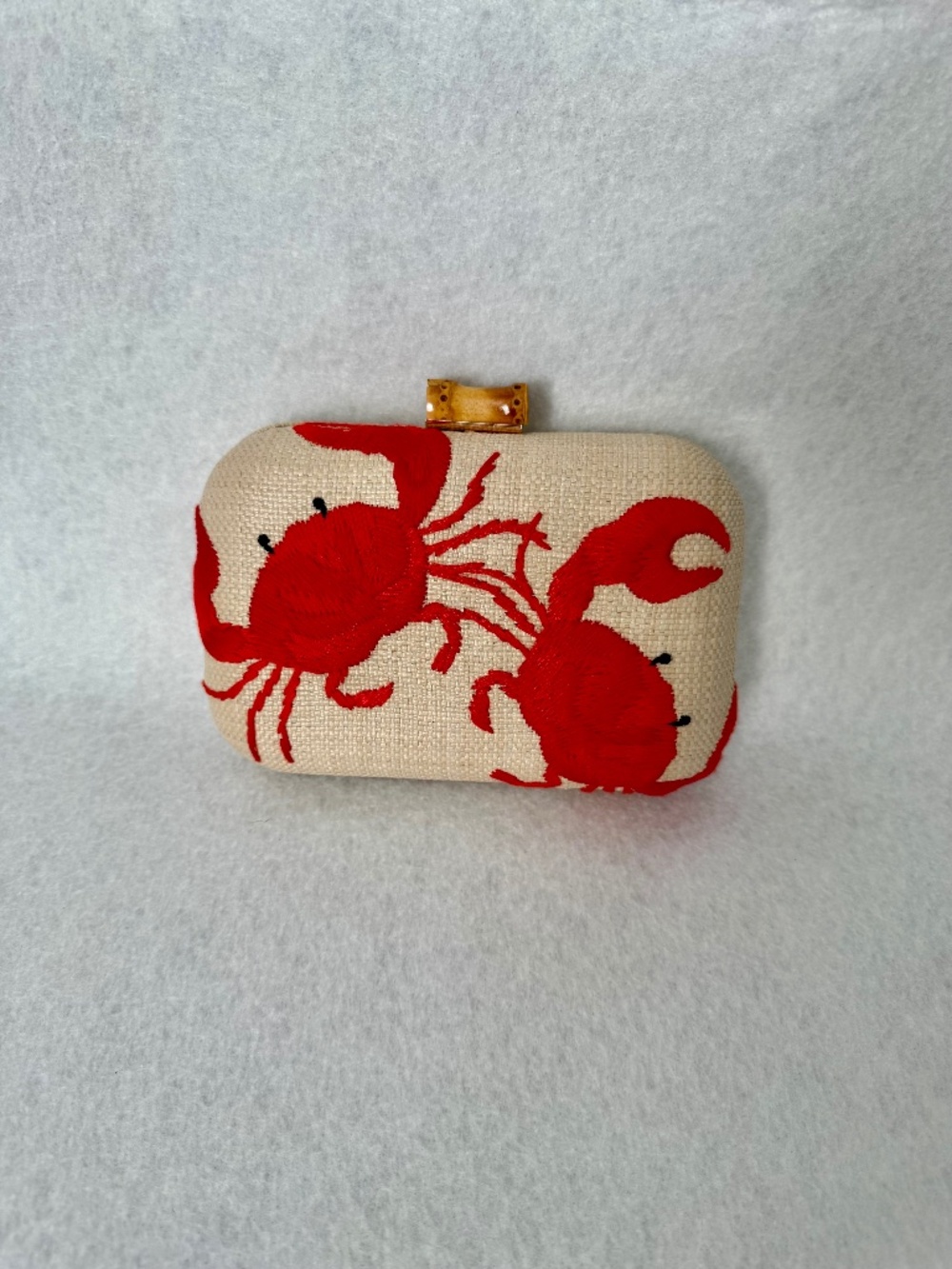 NWT Tommy Bahama Embroidered Crabs Straw Clutch or Shoulder Purse